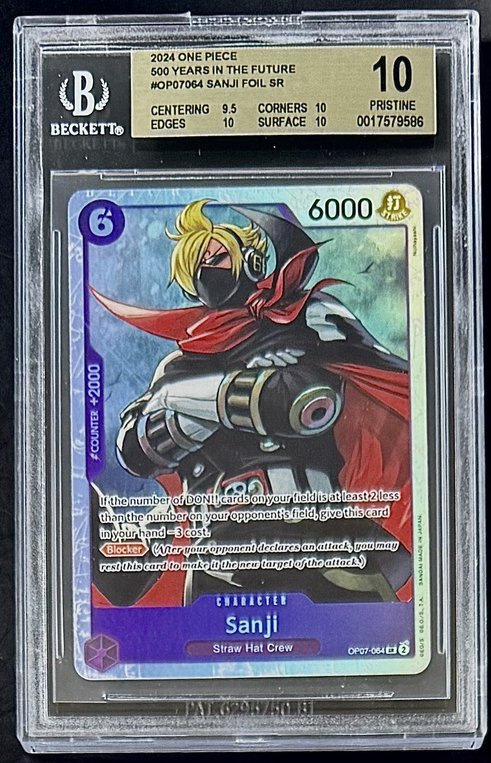 BGS 10 One Piece OP07-064 SR Sanji - English - 500 Years in the Future - Graded