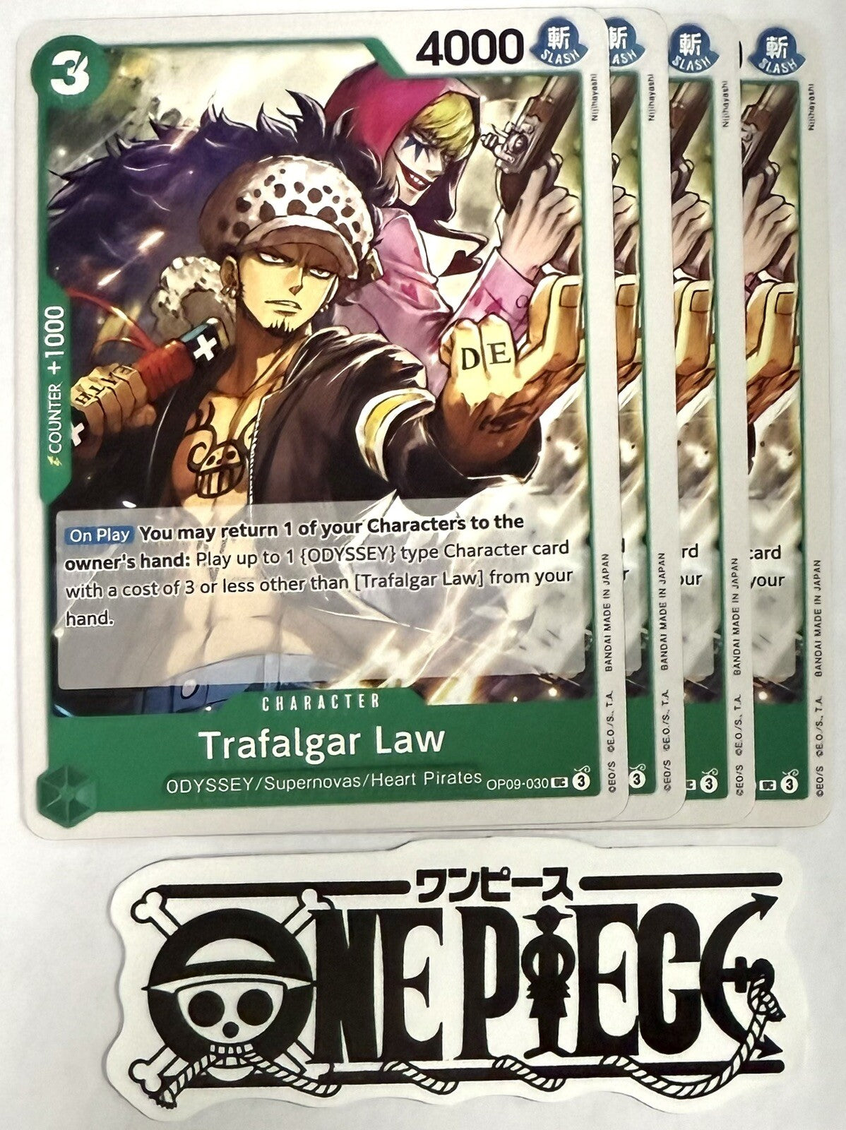 4x One Piece OP09-030 UC Trafalgar Law - English - Playset - TCG - NM/M