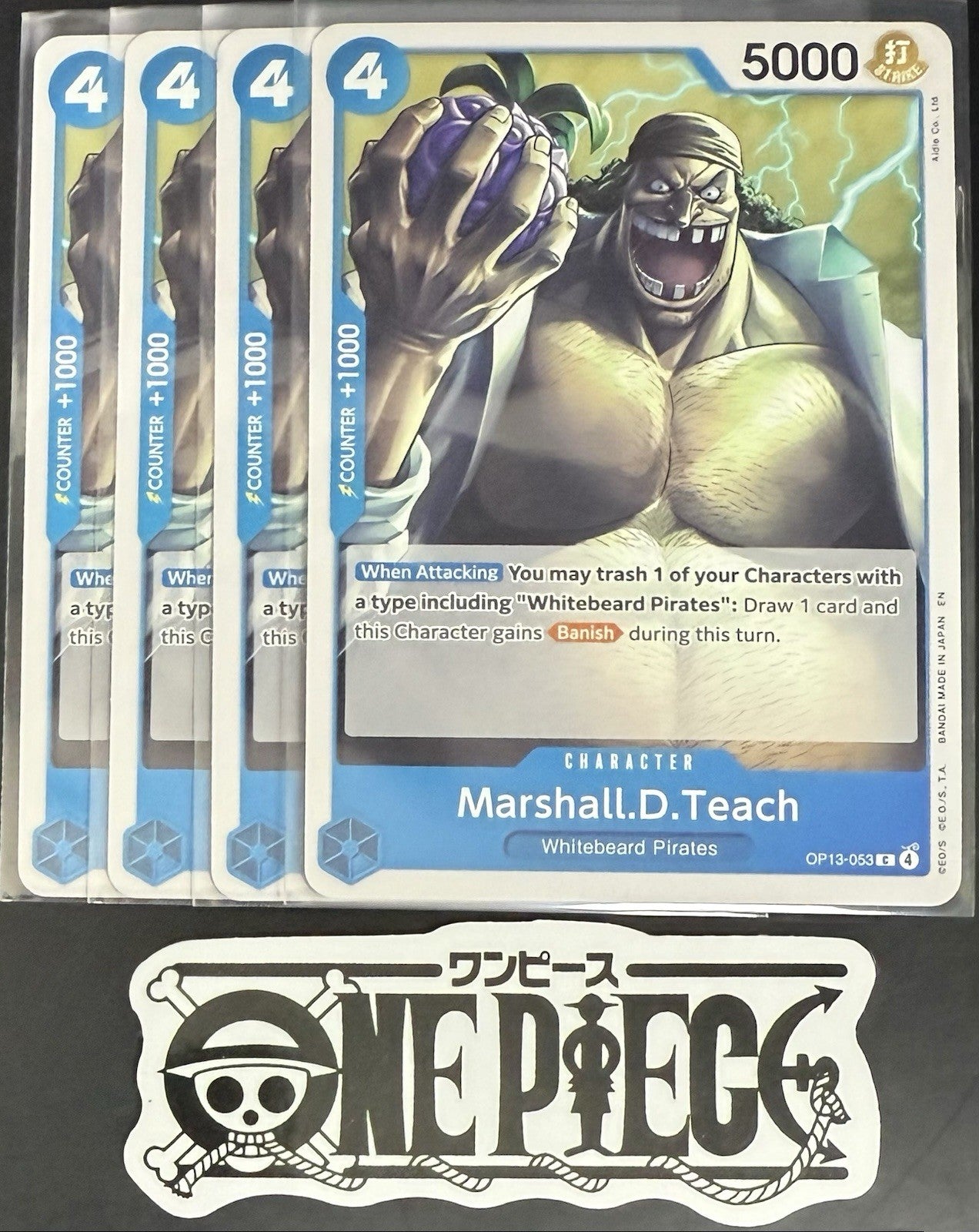 4x One Piece OP13-053 C Marshall.D.Teach - ENG - Regular - Playset - TCG - NM/M