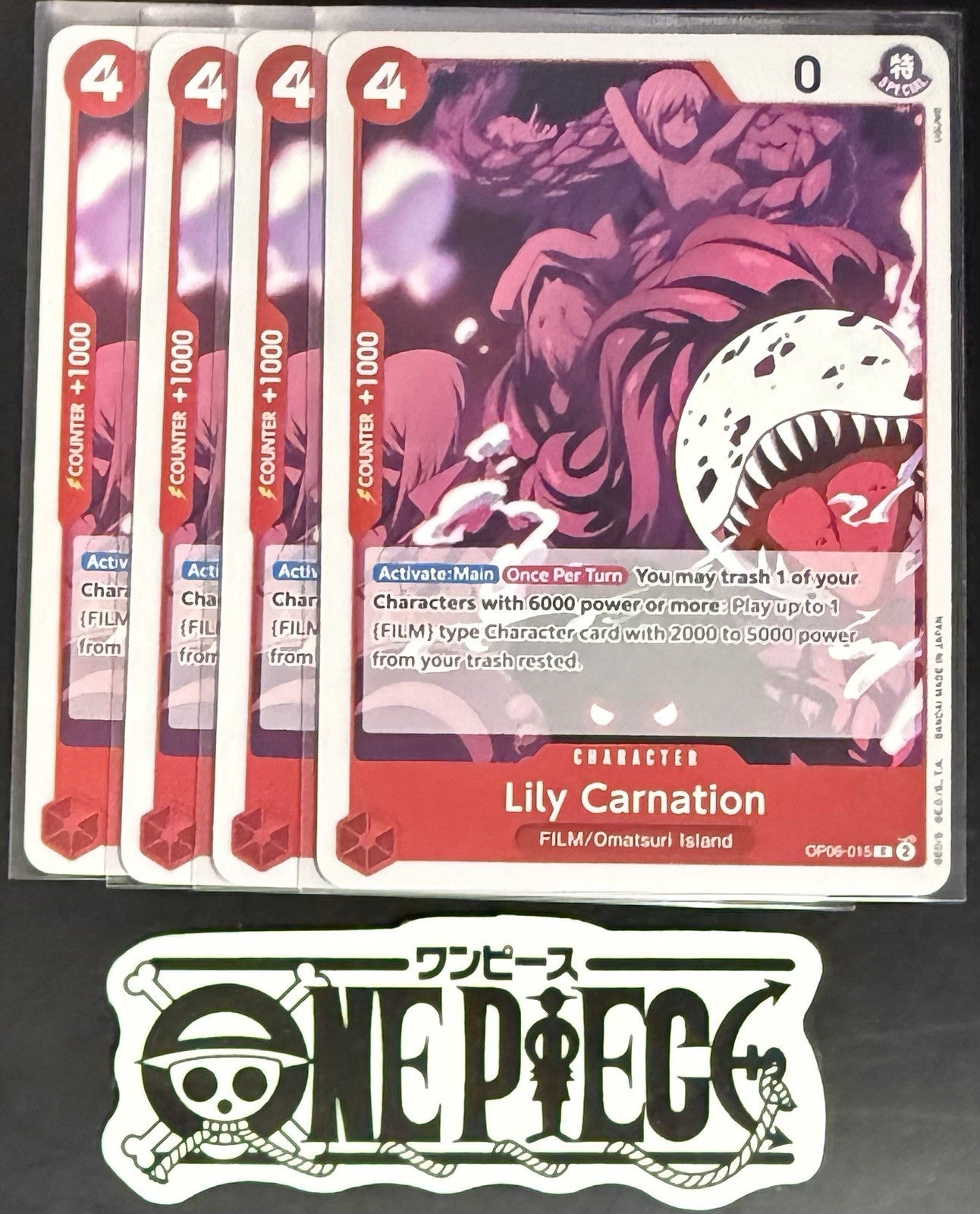 4x One Piece OP06-015 C Lily Carnation - English - Regular - Playset - NM/M