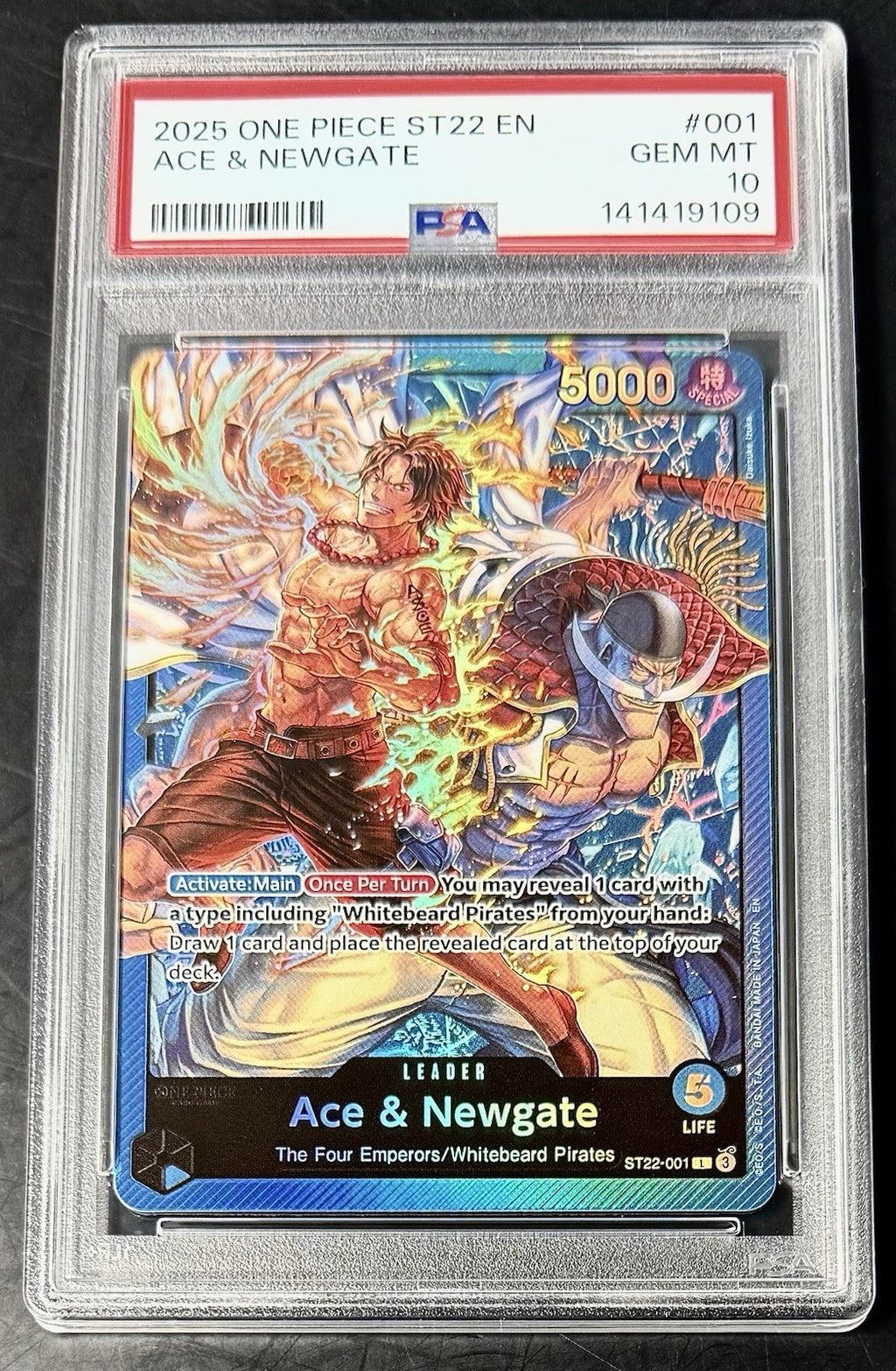 PSA 10 One Piece ST22-001 L - Ace & Newgate - EN - Foil - Ace & Newgate - Graded