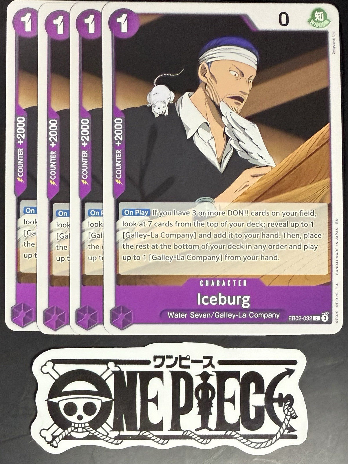4x One Piece EB02-032 C Iceburg - English - Regular - Play Set - TCG - NM/M
