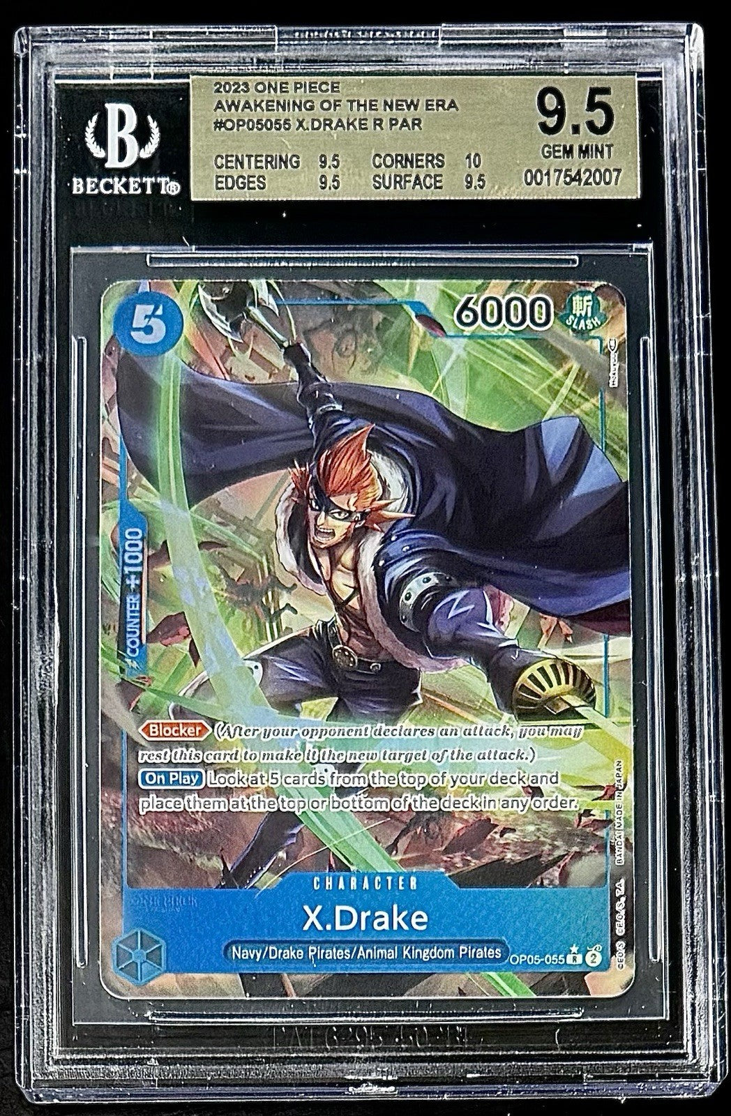 BGS 9.5 One Piece OP05-055 R* X.Drake - Parallel - EN - Awakening of the New Era