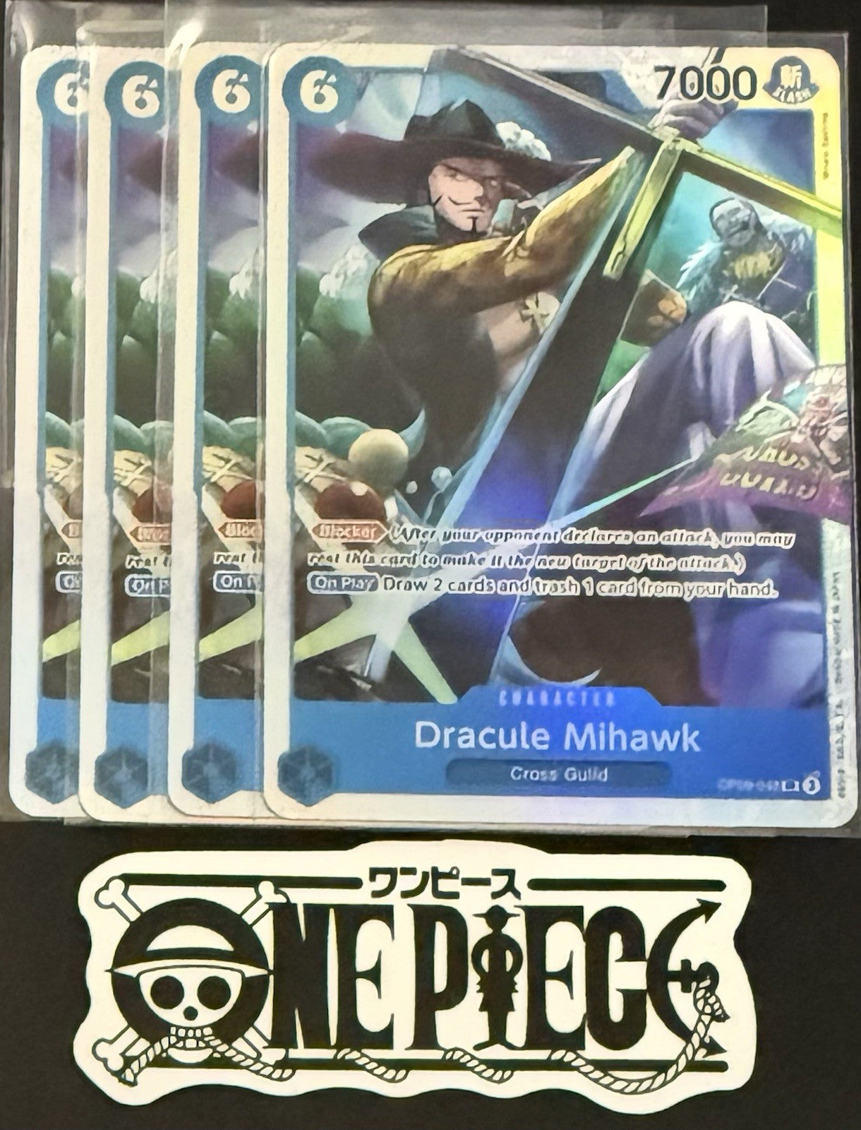 4x One Piece OP09-048 SR - Dracule Mihawk - EN - Foil - Playset - TCG - NM/M