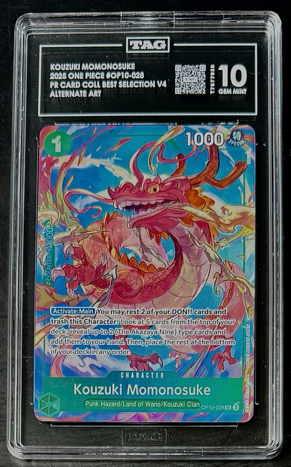 TAG 10 One Piece OP10-028 UC Kouzuki Momonosuke- EN - Foil - Best Vol.4 - Graded