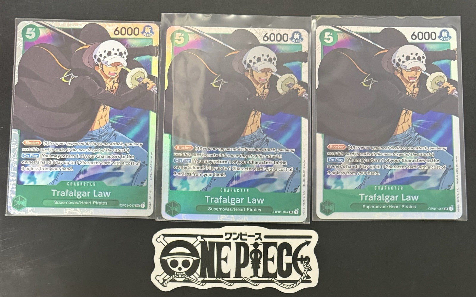 3x One Piece OP01-047 SR - Trafalgar Law - EN - Foil - Romance Dawn - NM/M