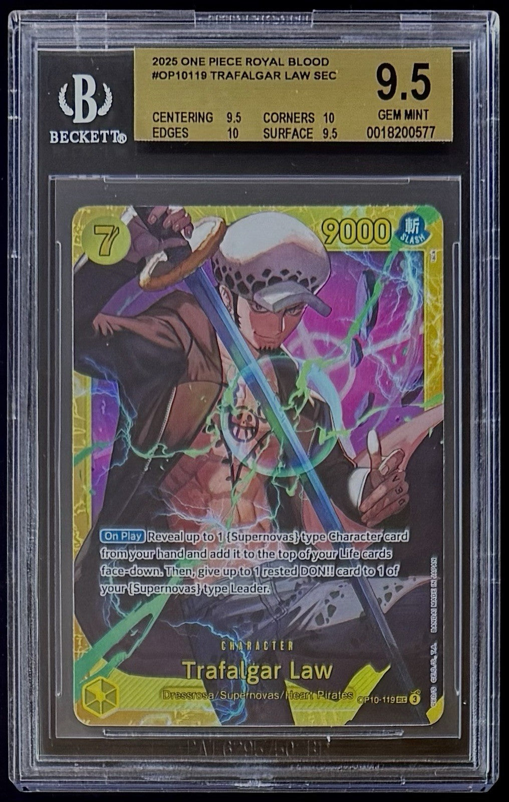 BGS 9.5 One Piece OP10-119 SEC - Trafalgar Law - EN - Royal Blood - Graded