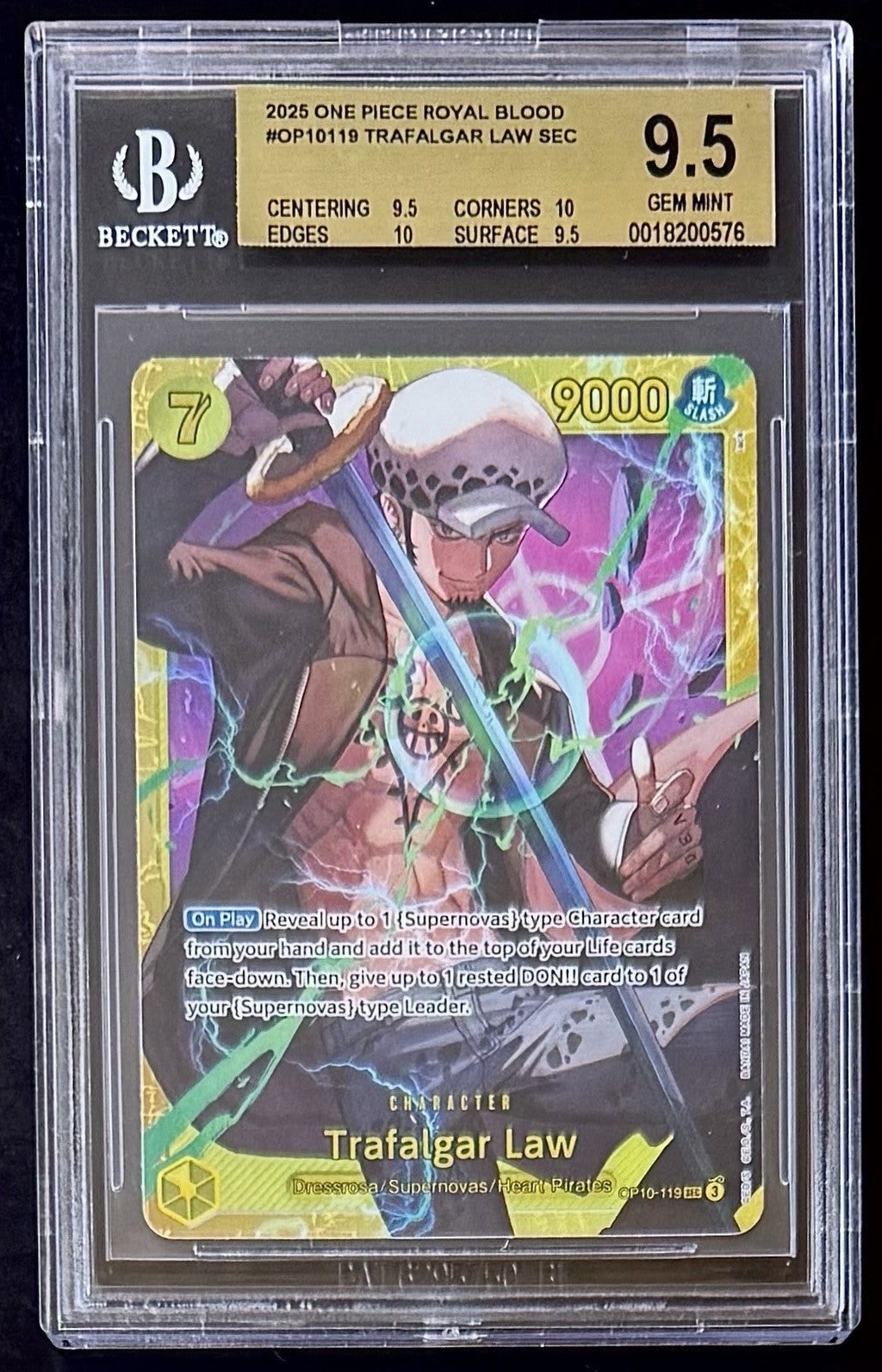 BGS 9.5 One Piece OP10-119 SEC - Trafalgar Law - EN - Royal Blood - Graded