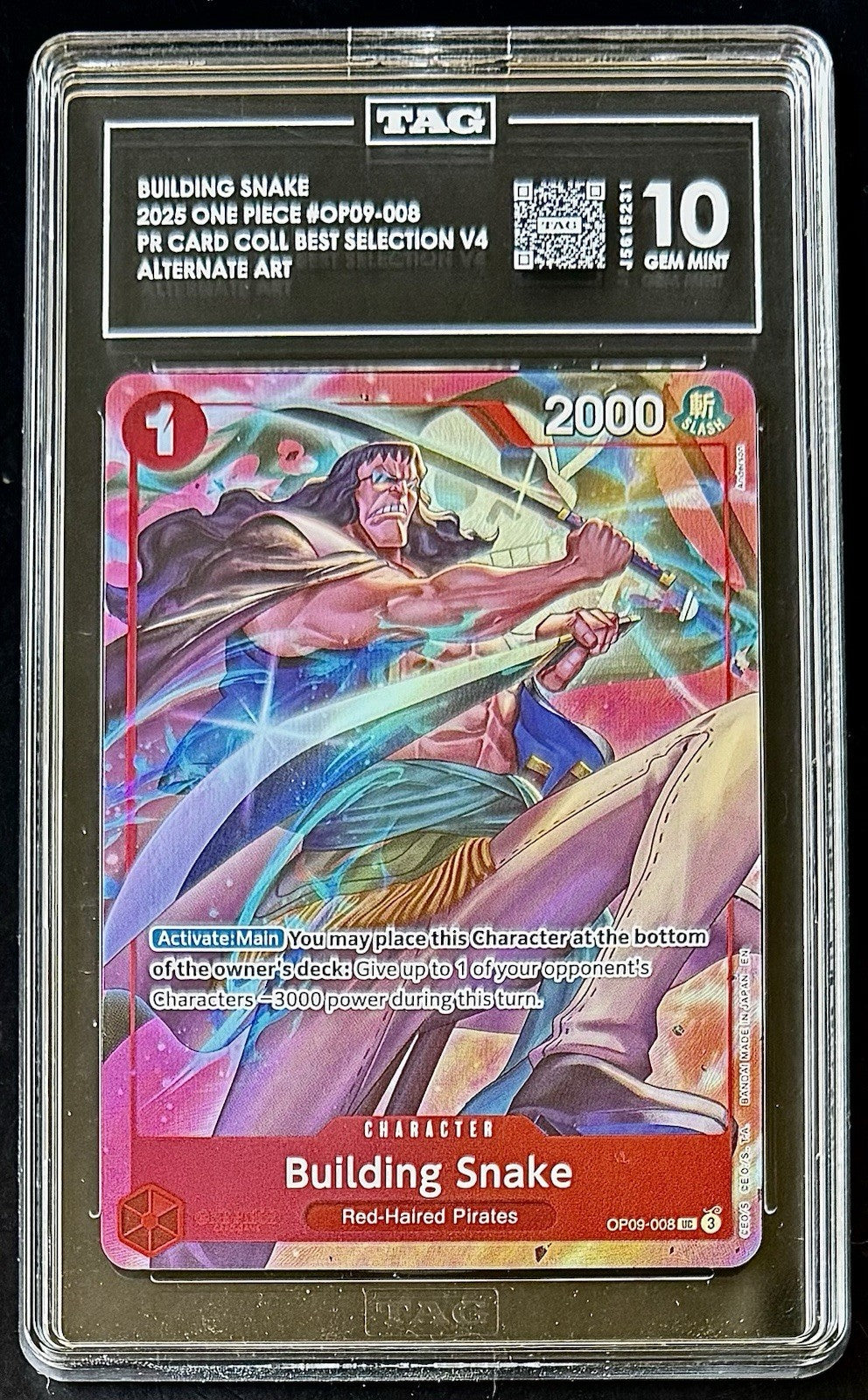 TAG 10 One Piece OP09-008 UC Building Snake - EN - Foil - Best Vol.4 - Graded