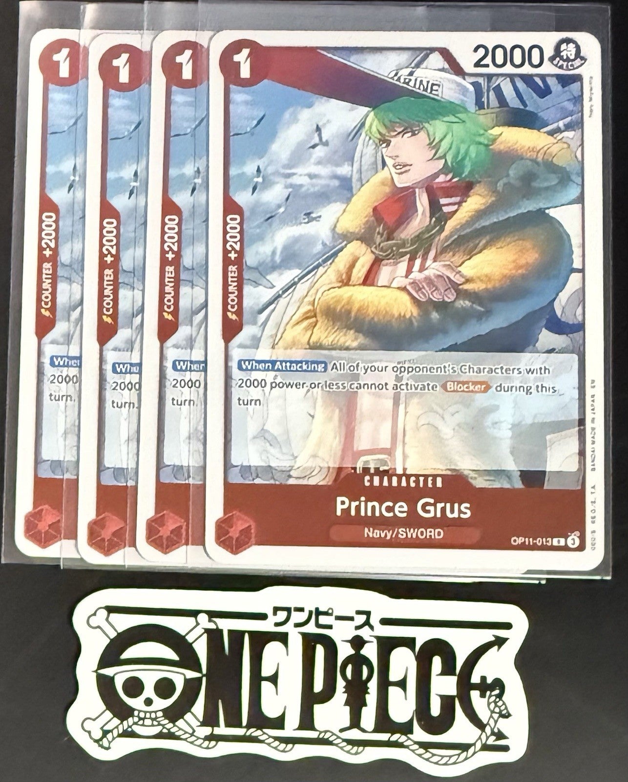 4x One Piece OP11-013 R Prince Grus - English - Foil - Playset - TCG - NM/M