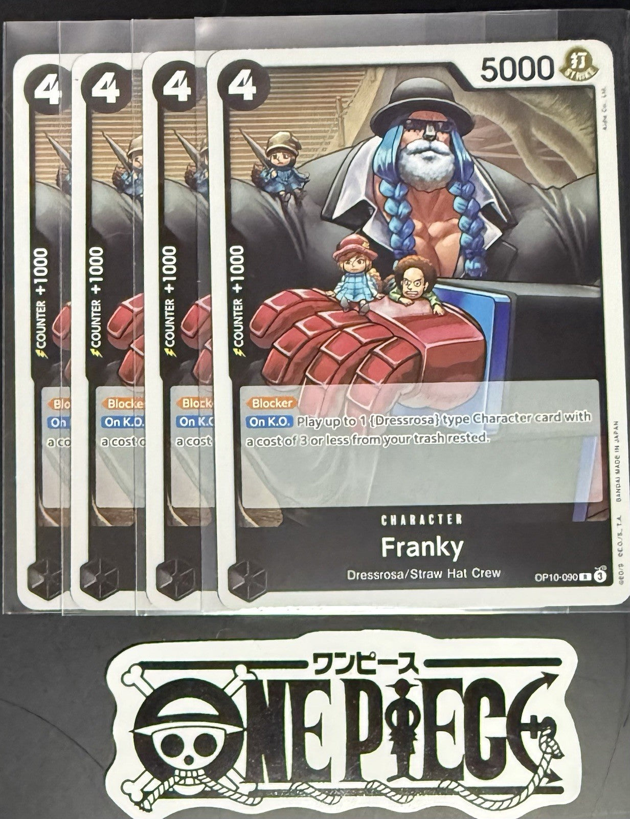 4x One Piece OP10-090 R Franky - English - Foil - Playset - TCG - NM/M