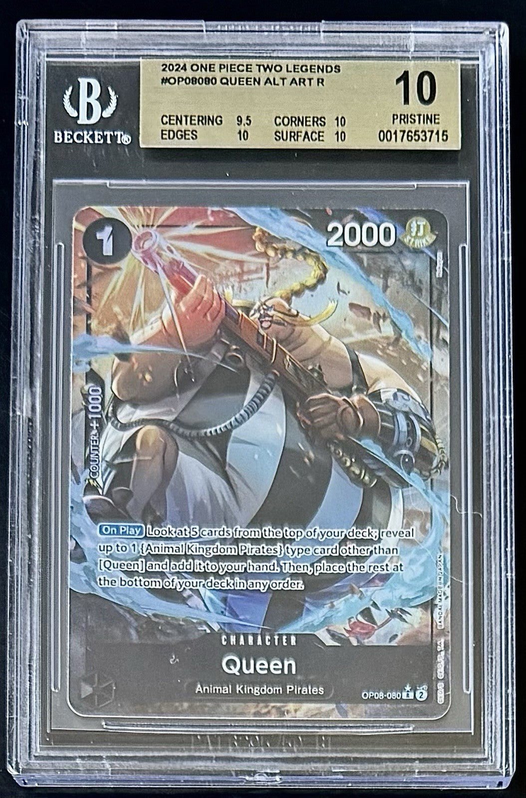 BGS 10 One Piece OP08-080 R* - Queen - Alt Art - EN - Two Legends - Graded