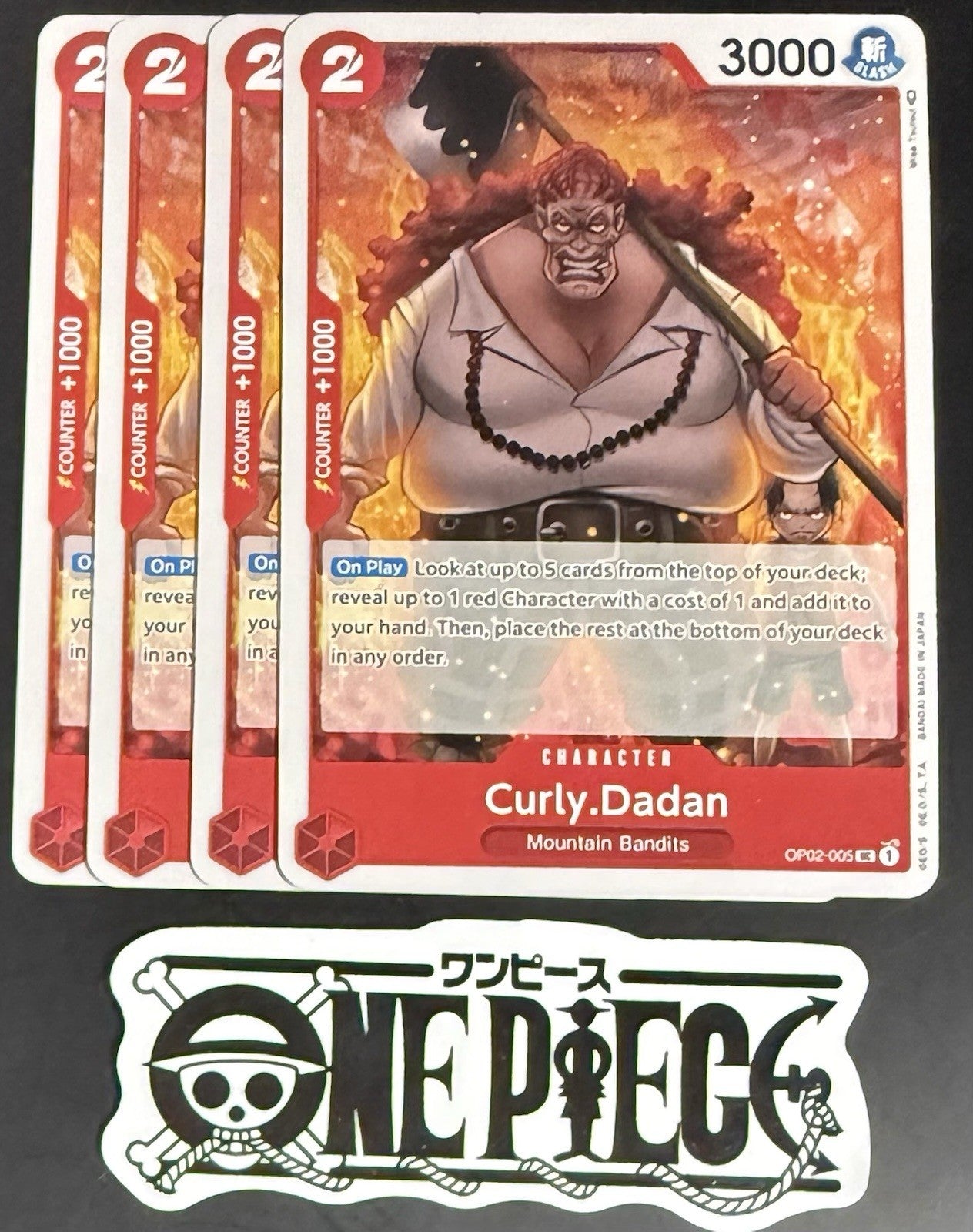 4x One Piece OP02-005 UC Curly.Dadan - English - Playset - Regular - TCG - NM/M