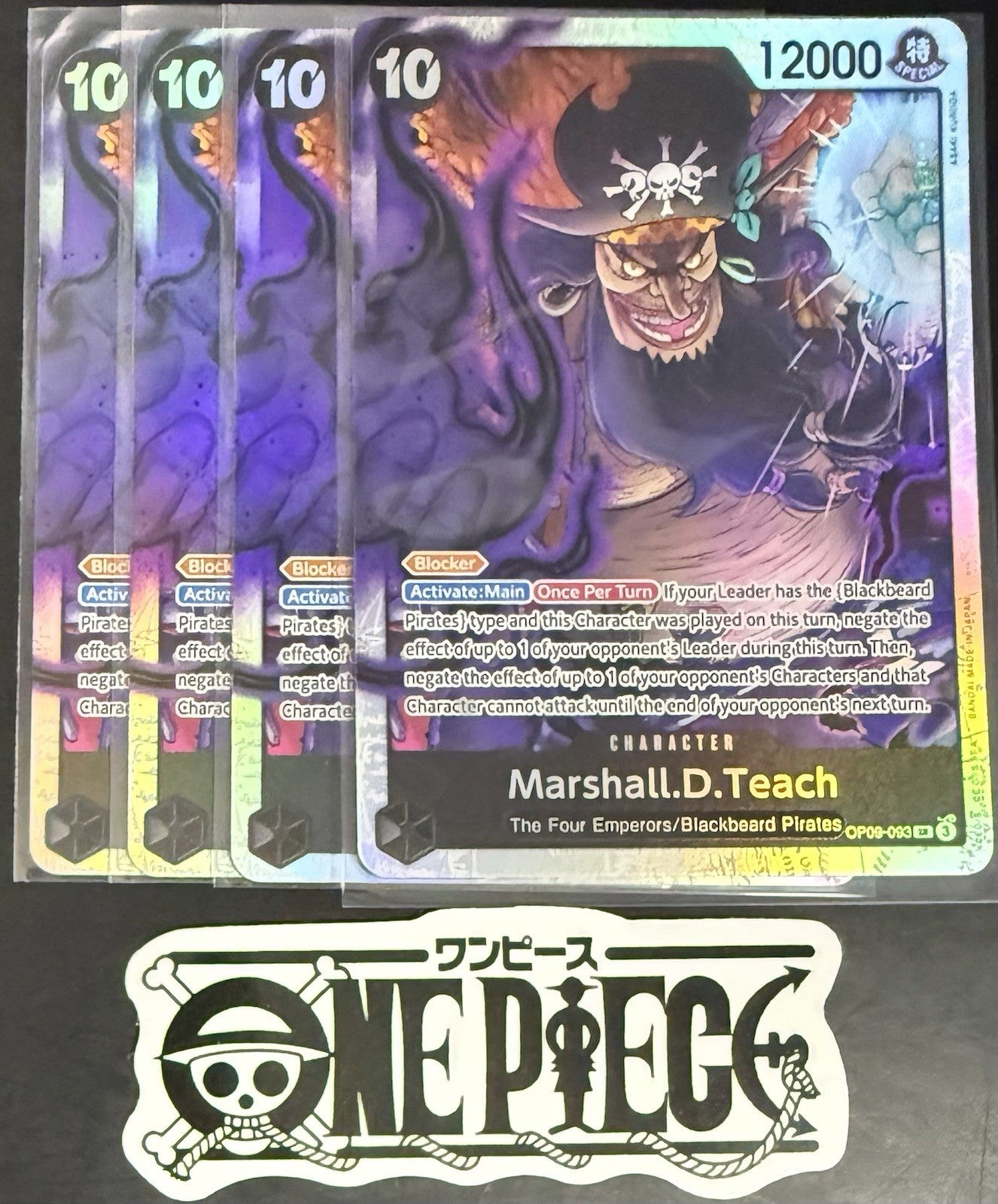 4x One Piece OP09-093 SR - Marshall.D.Teach - EN - Foil - Playset - TCG - NM/M