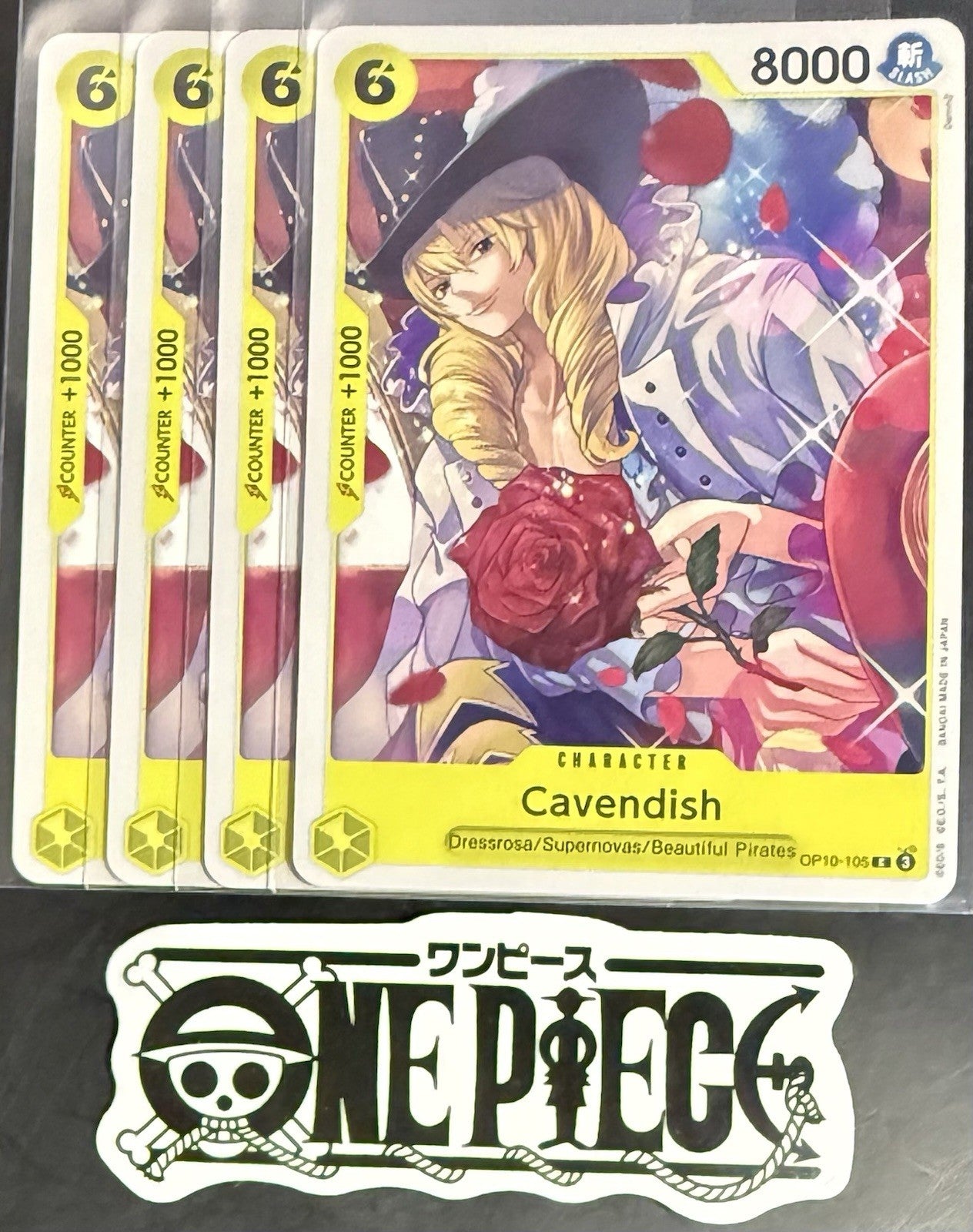 4x One Piece OP10-105 C Cavendish - ENG - Regular - Playset - TCG - NM/M