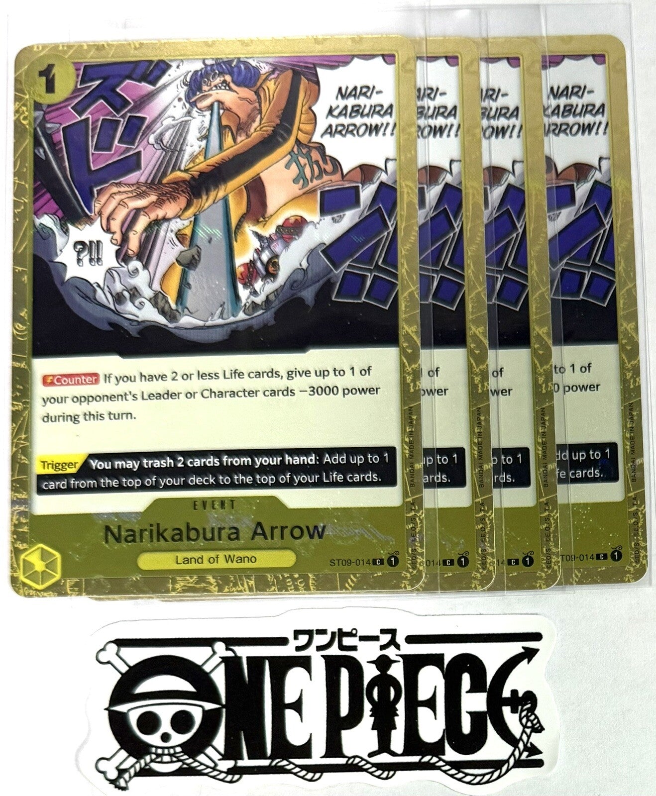 4x One Piece  ST09-014 C Narikabura Arrow - Flag Foil - English - Playset - NM/M