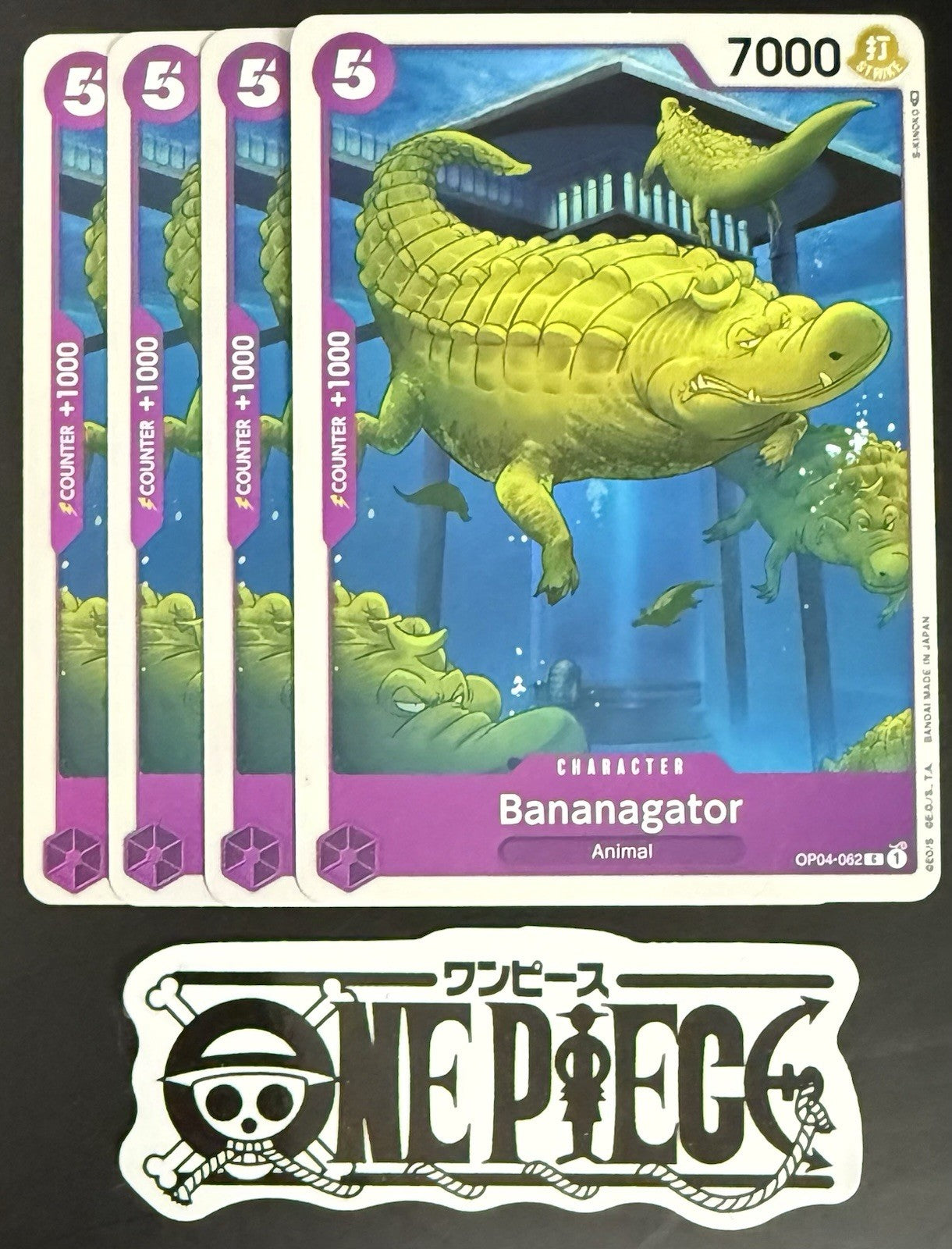 4x One Piece OP04-062 C Bananagator - English - Regular - Play Set - TCG - NM/M