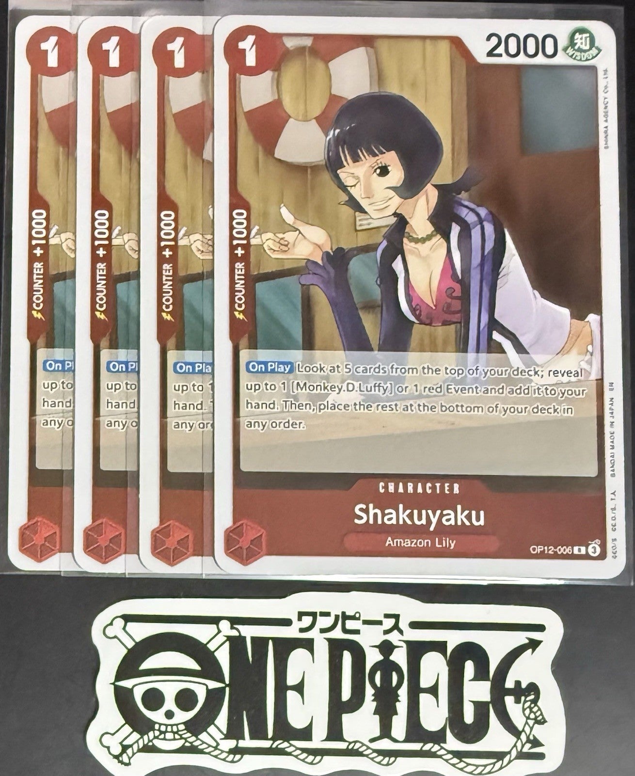 4 x One Piece OP12-006 R Shakuyaku - English - Foil - Playset - NM/M