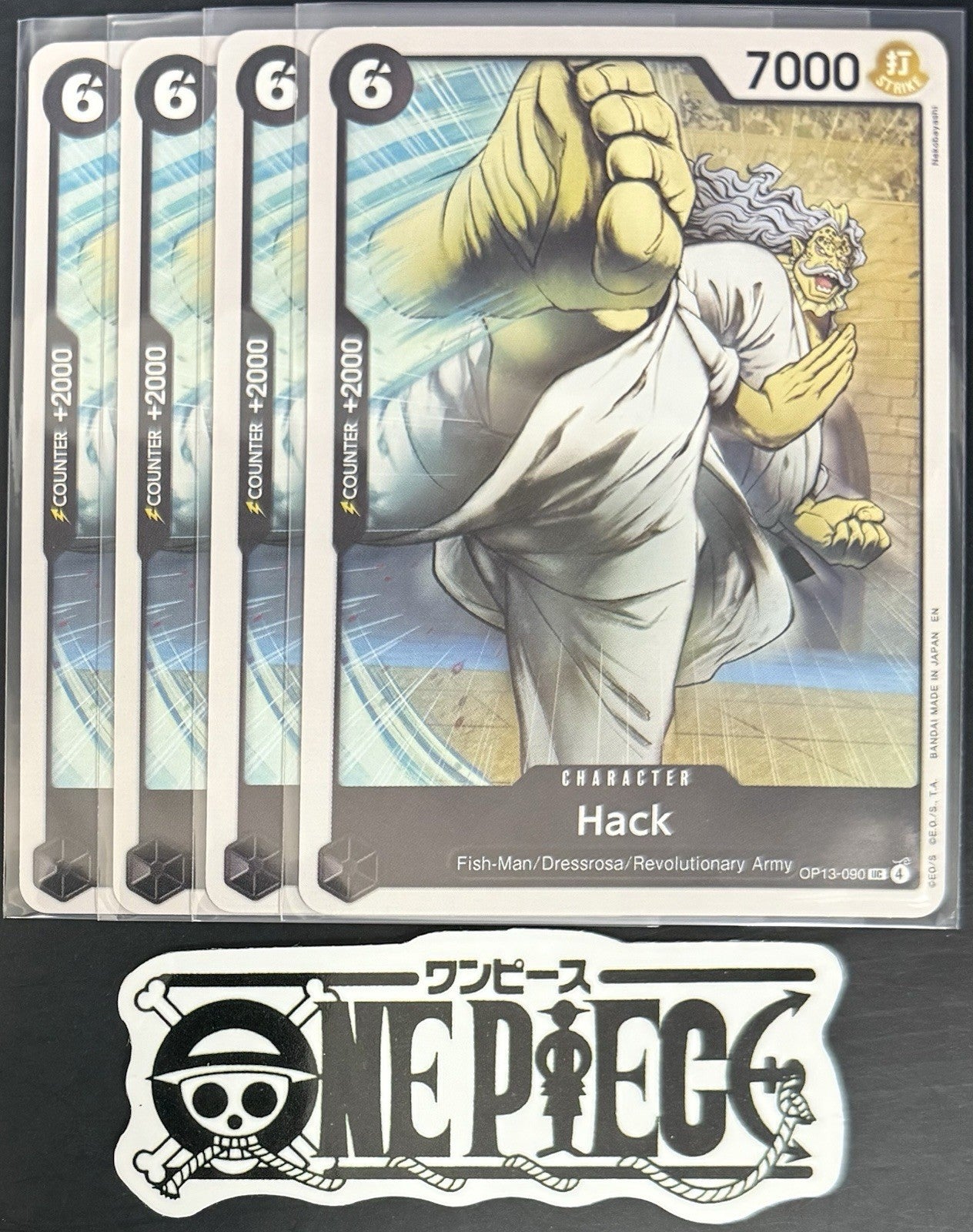 4x One Piece OP13-090 UC Hack - ENG - Regular - Playset - TCG - NM/M