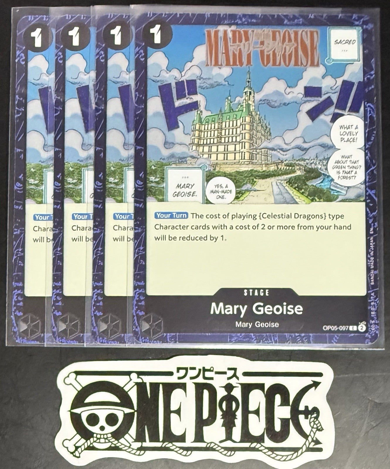 4 x One Piece OP05-097 C Mary Geoise - English - PRB02 Foil - Playset - NM/M
