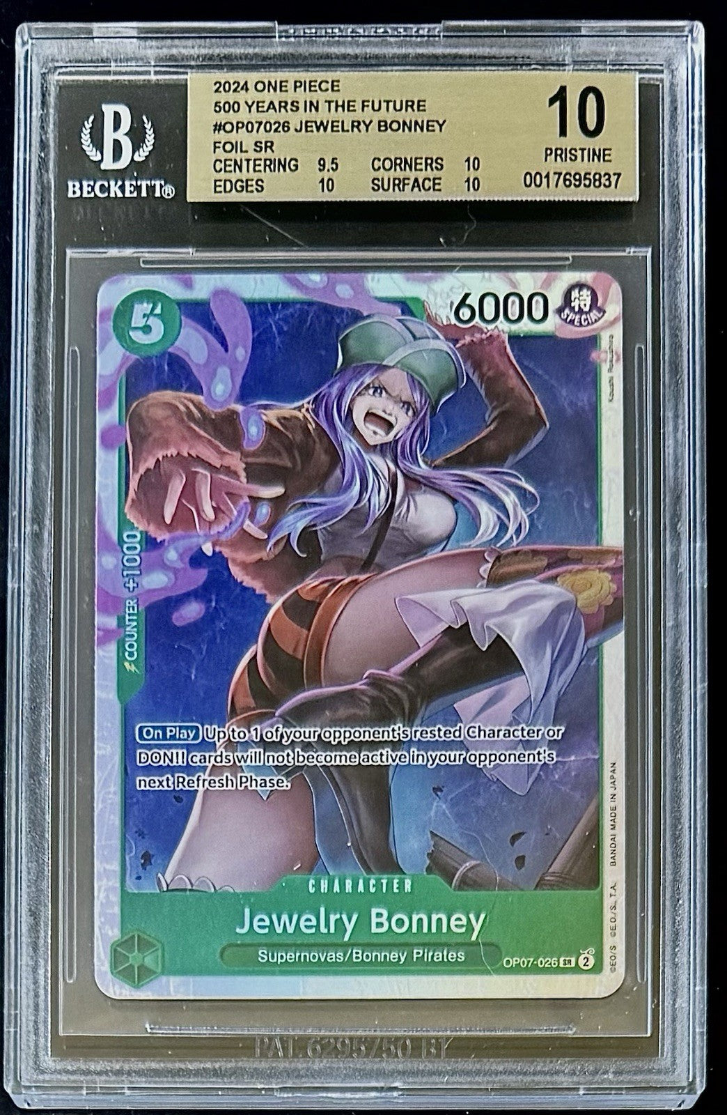 BGS 10 One Piece OP07-026 SR Jewelry Bonney - English - 500 Years Future -Graded
