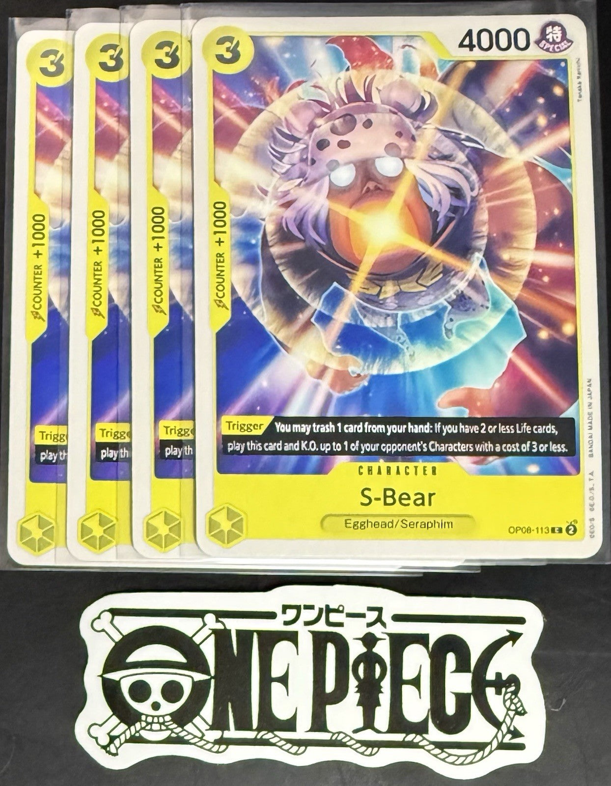 4x One Piece OP08-113 C S-Bear - ENG - Regular - Play Set - TCG - NM/M