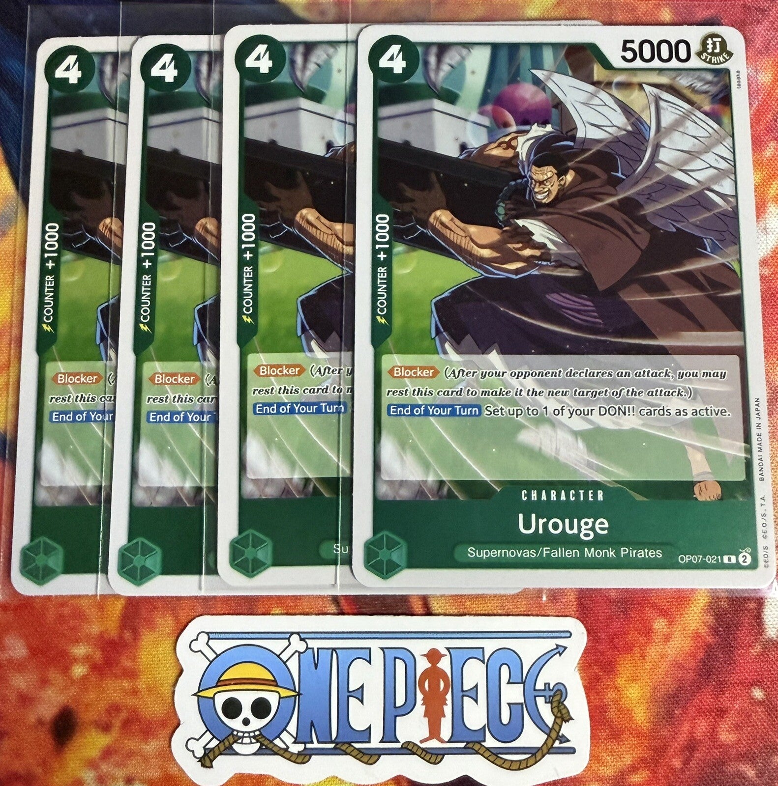 4x One Piece OP07-021 R Urouge - ENG - Foil - Playset - TCG - NM/M