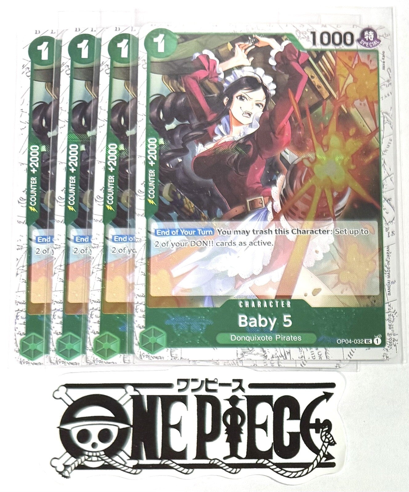 4x One Piece OP04-032 UC Baby 5 - Flag Foil - English - Playset - TCG - NM/M