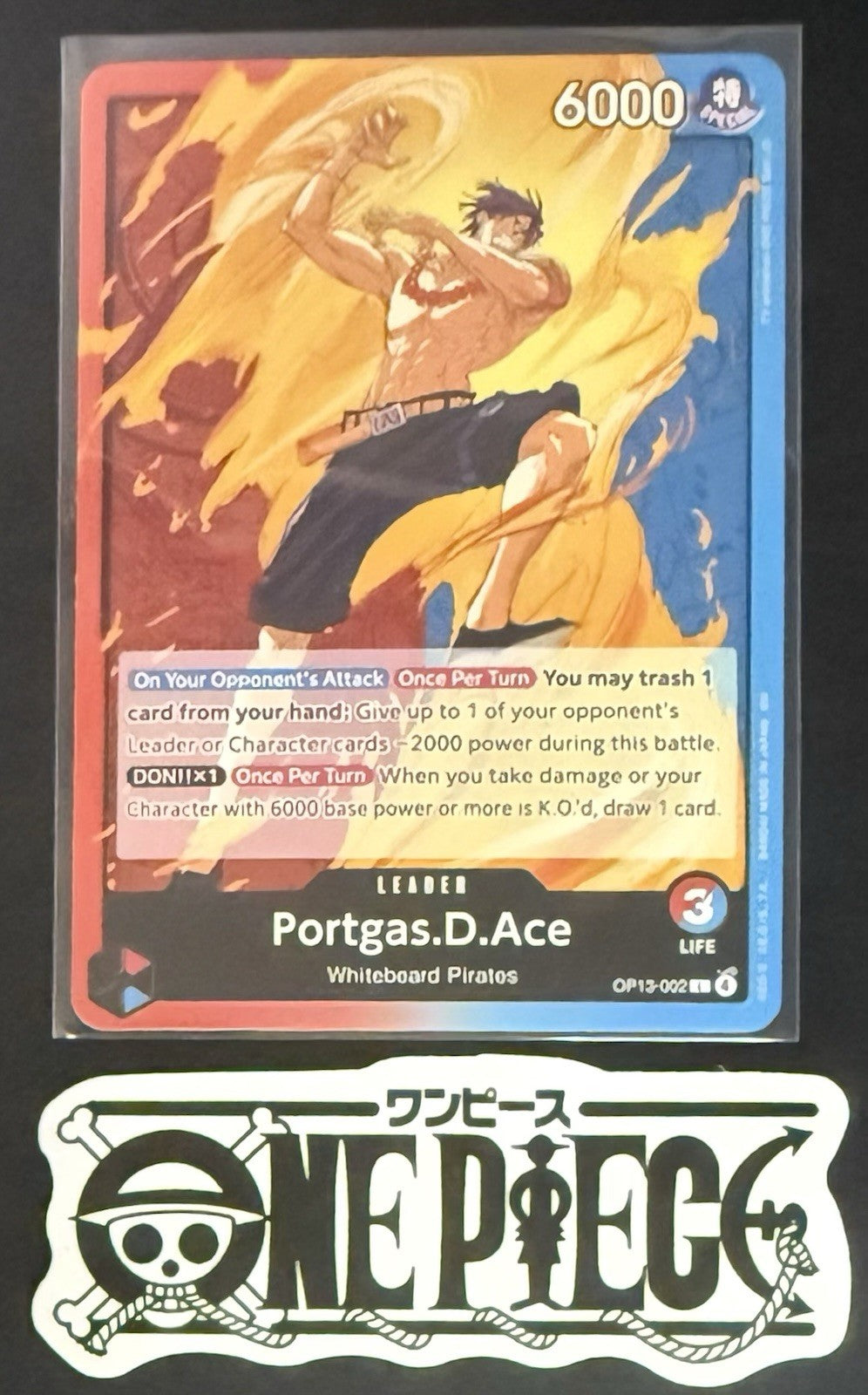 One Piece OP13-002 L Portgas.D.Ace - ENG - Regular - Playset - TCG - NM/M