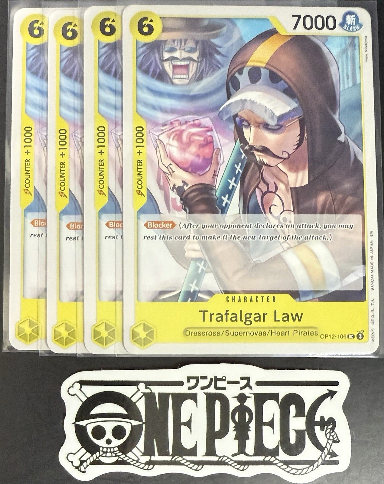 4 x One Piece OP12-106 UC Trafalgar Law - ENG - Regular - Playset - NM/M
