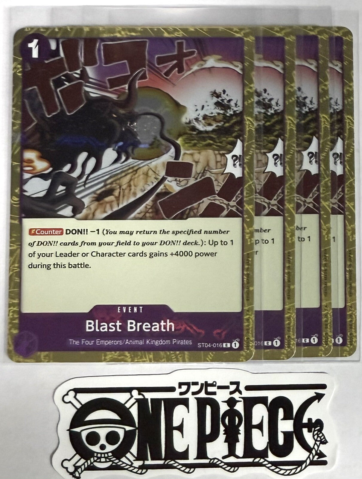 4x One Piece  ST04-016 C Blast Breath - Flag Foil - English - Playset - TCG-NM/M