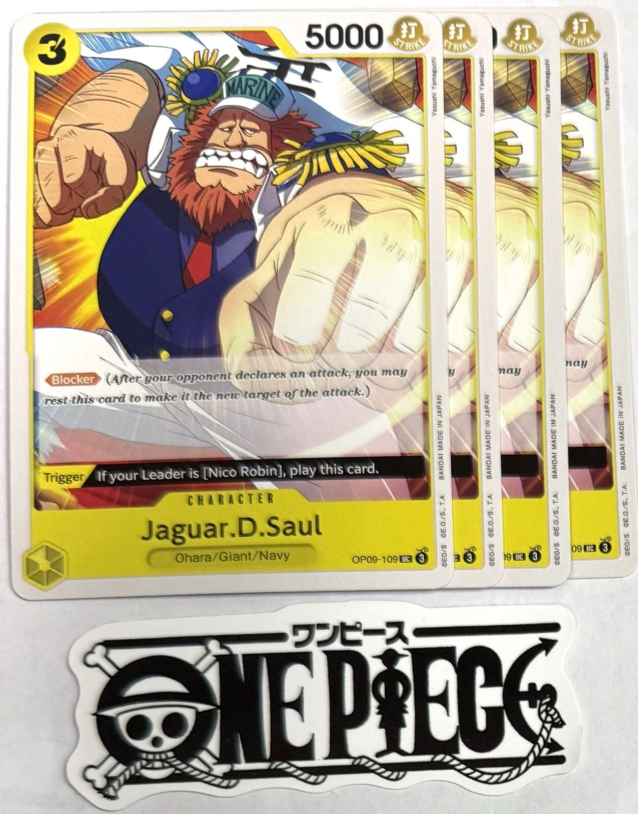 4x One Piece OP09-109 UC Jaguar.D.Saul - English - Playset -Regular - TCG - NM/M