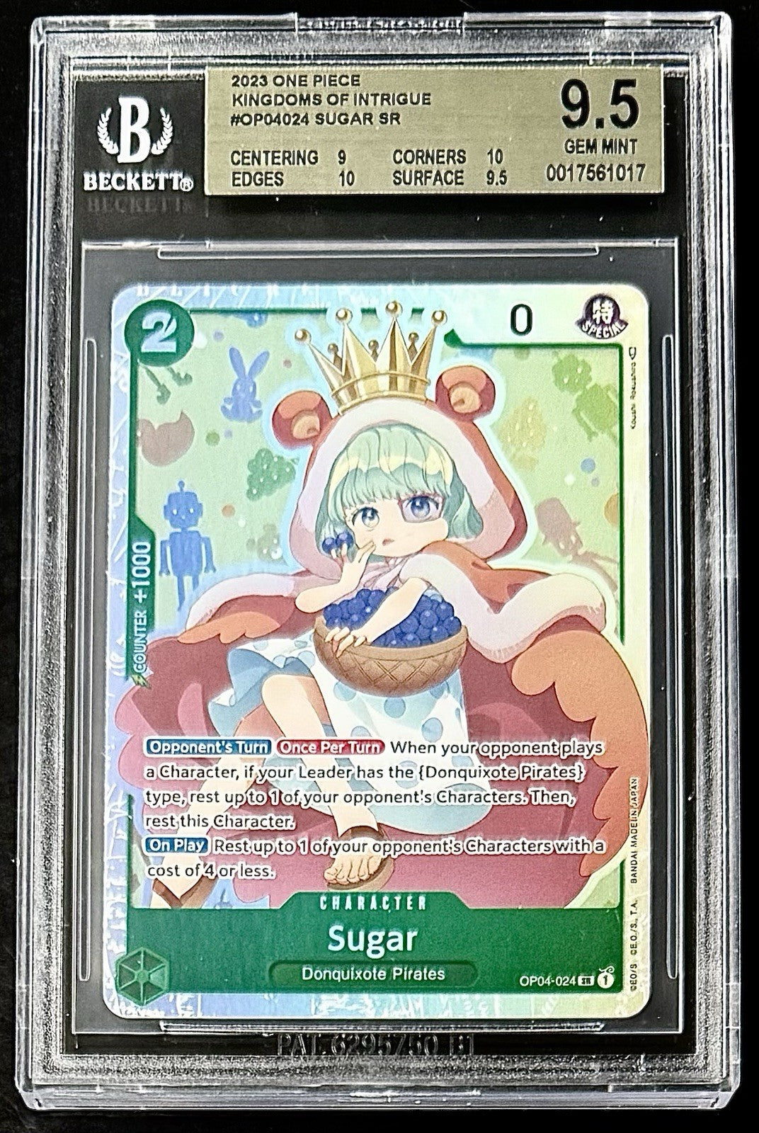 BGS 9.5 One Piece OP04-024 SR Sugar - English - Kingdoms of Intrigue - Graded