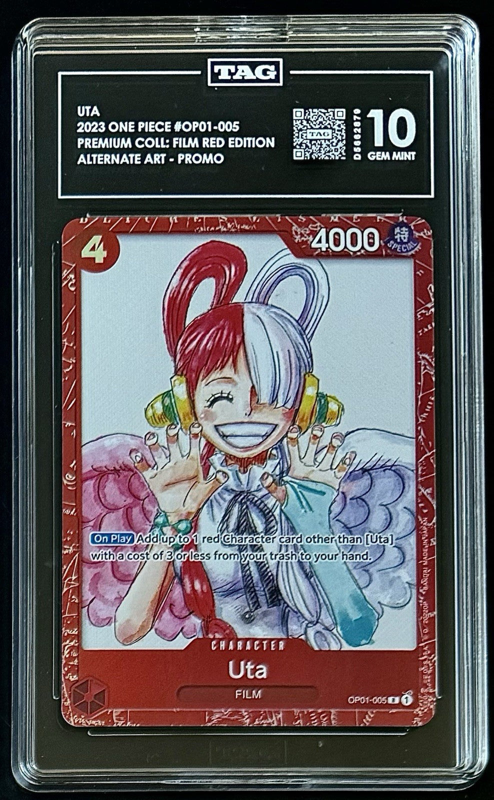 TAG 10 One Piece OP01-005 R Uta - ENG - Foil - Film Red - Graded