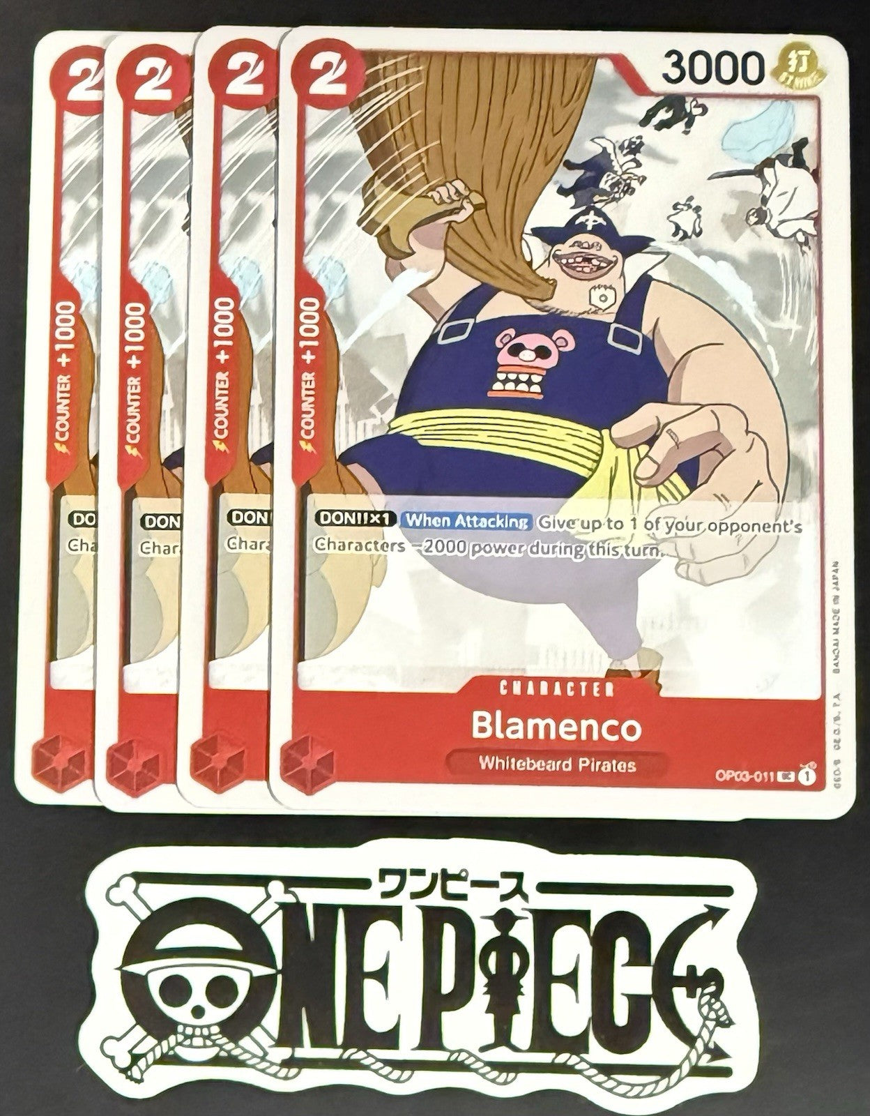 4x One Piece OP03-011 UC Blamenco - English - Regular - Playset - TCG - NM/M
