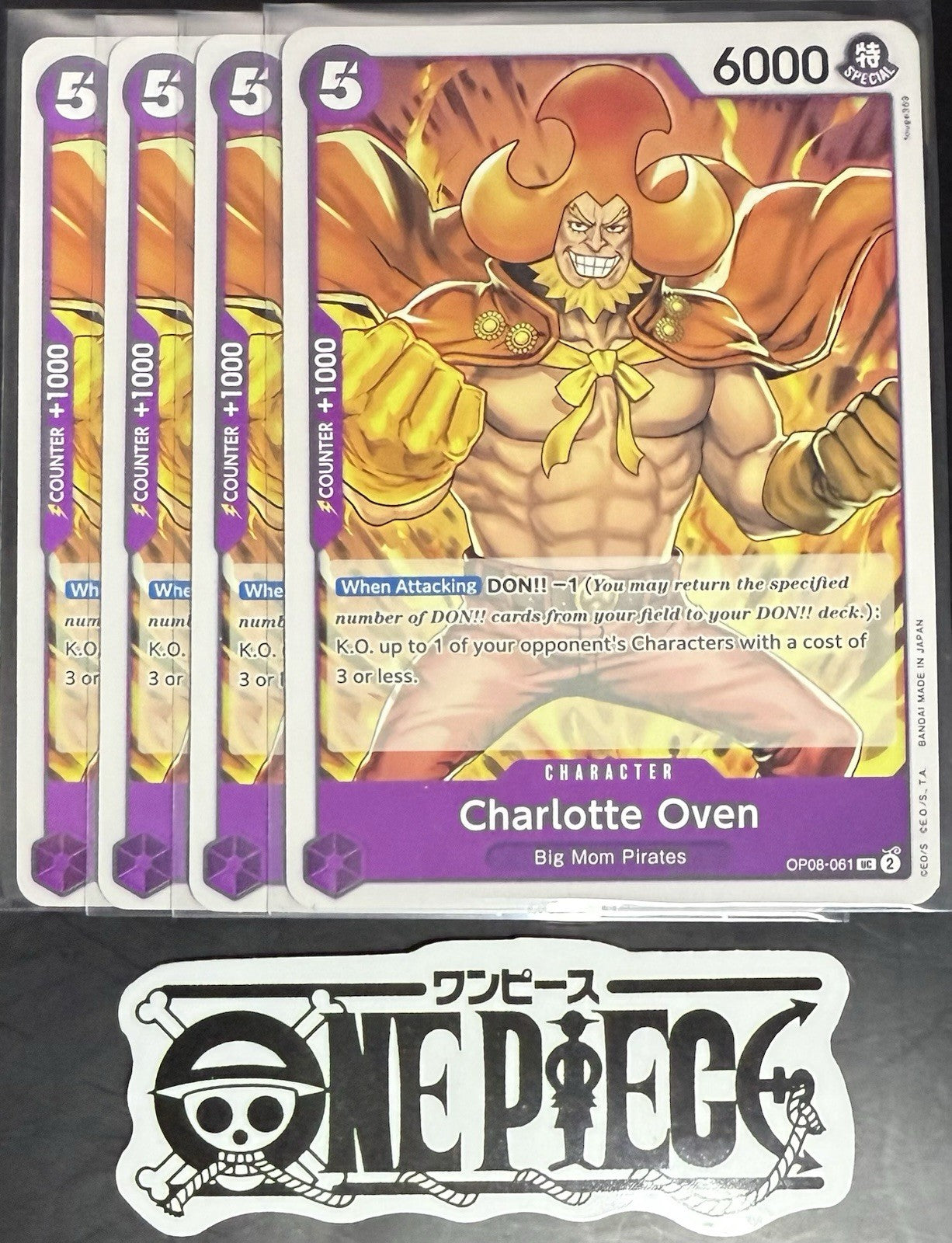 4x One Piece OP08-061 UC  Charlotte Oven - ENG - Regular - Play Set - TCG - NM/M