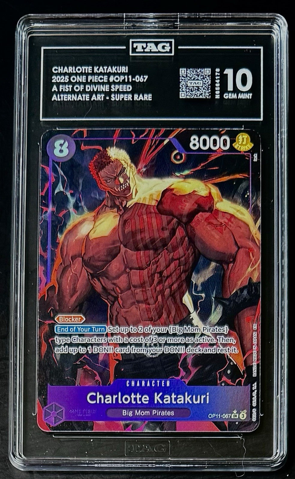 TAG 10 One Piece OP11-067 SR* Charlotte Katakuri - Alt Art - EN - Foil - Graded