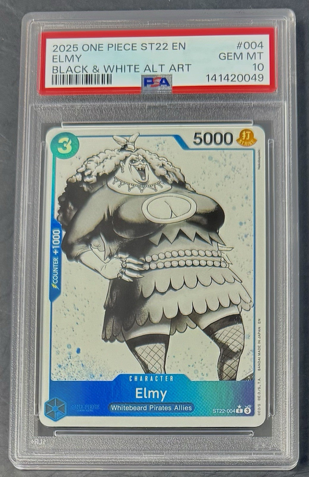 PSA 10 One Piece ST22-004 C* Elmy - Alt Art - EN - Foil - Ace & Newgate - Graded