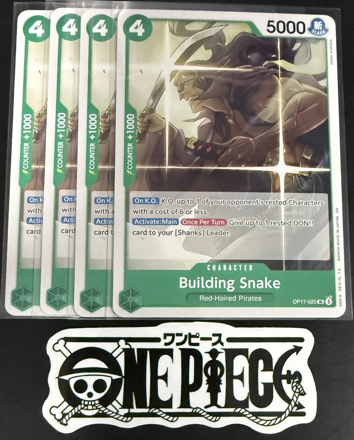 4x One Piece OP17-025 UC - Building Snake - EN - Regular - Play Set - TCG - NM/M