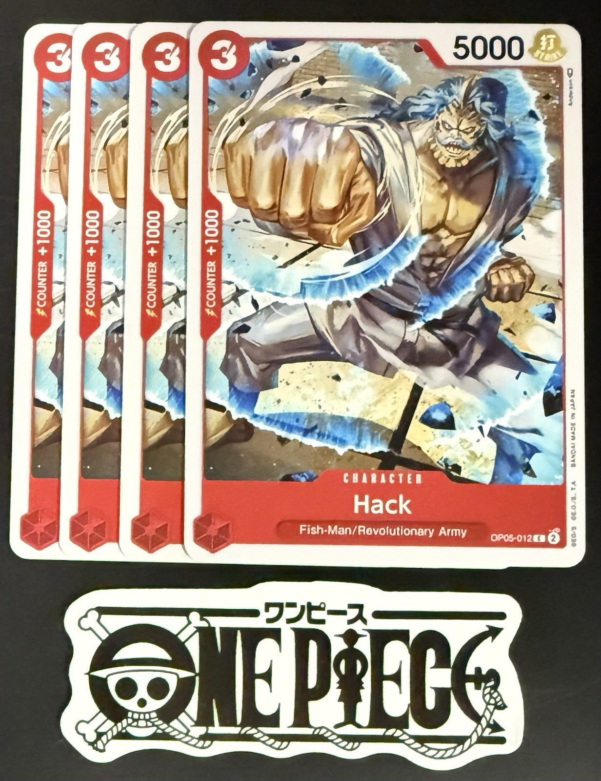 4x One Piece OP05-012 C Hack - English - Regular - Play Set - TCG - NM/M