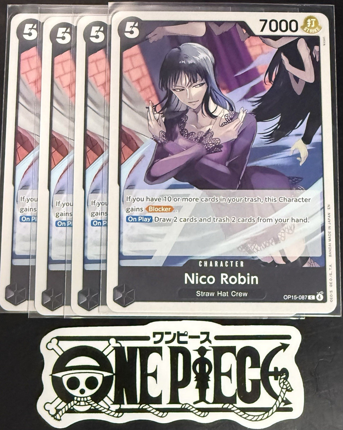 4x One Piece OP15-087 C - Nico Robin - EN - Regular - Play Set - TCG - NM/M