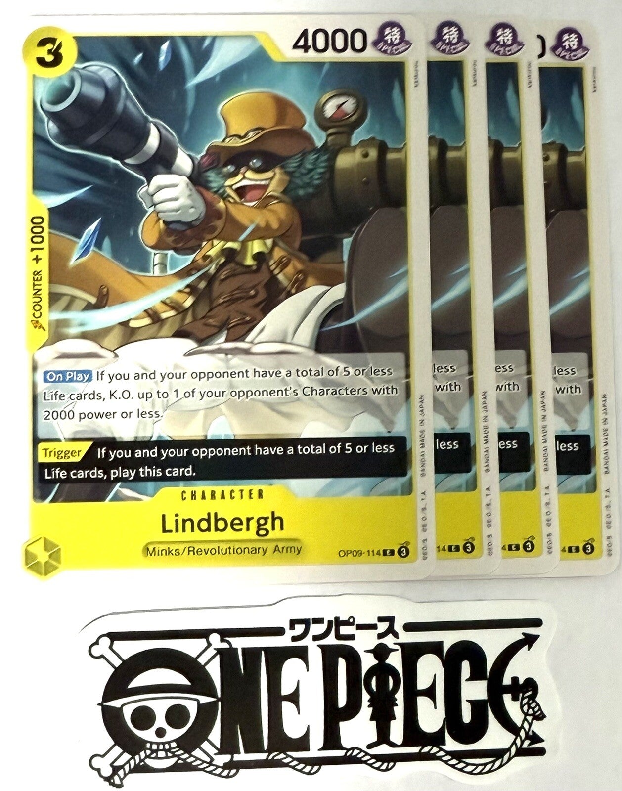 4x One Piece OP09-114 C Lindbergh - English - Playset - TCG - NM/M