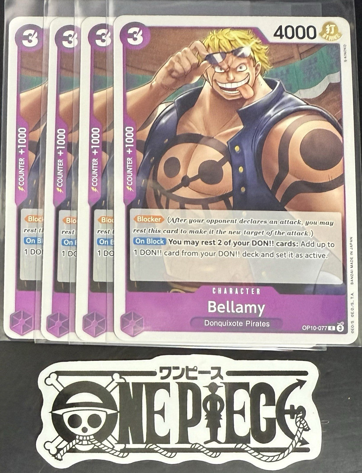 4x One Piece OP10-077 C  Bellamy - ENG - Regular - Playset - TCG - NM/M