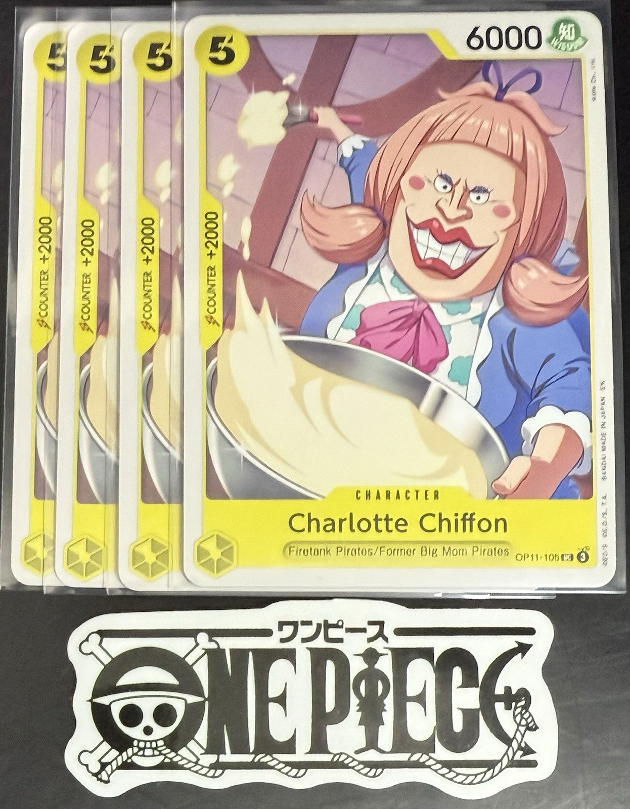 4 x One Piece OP11-105 UC Charlotte Chiffon - ENG - Regular - Playset - TCG-NM/M