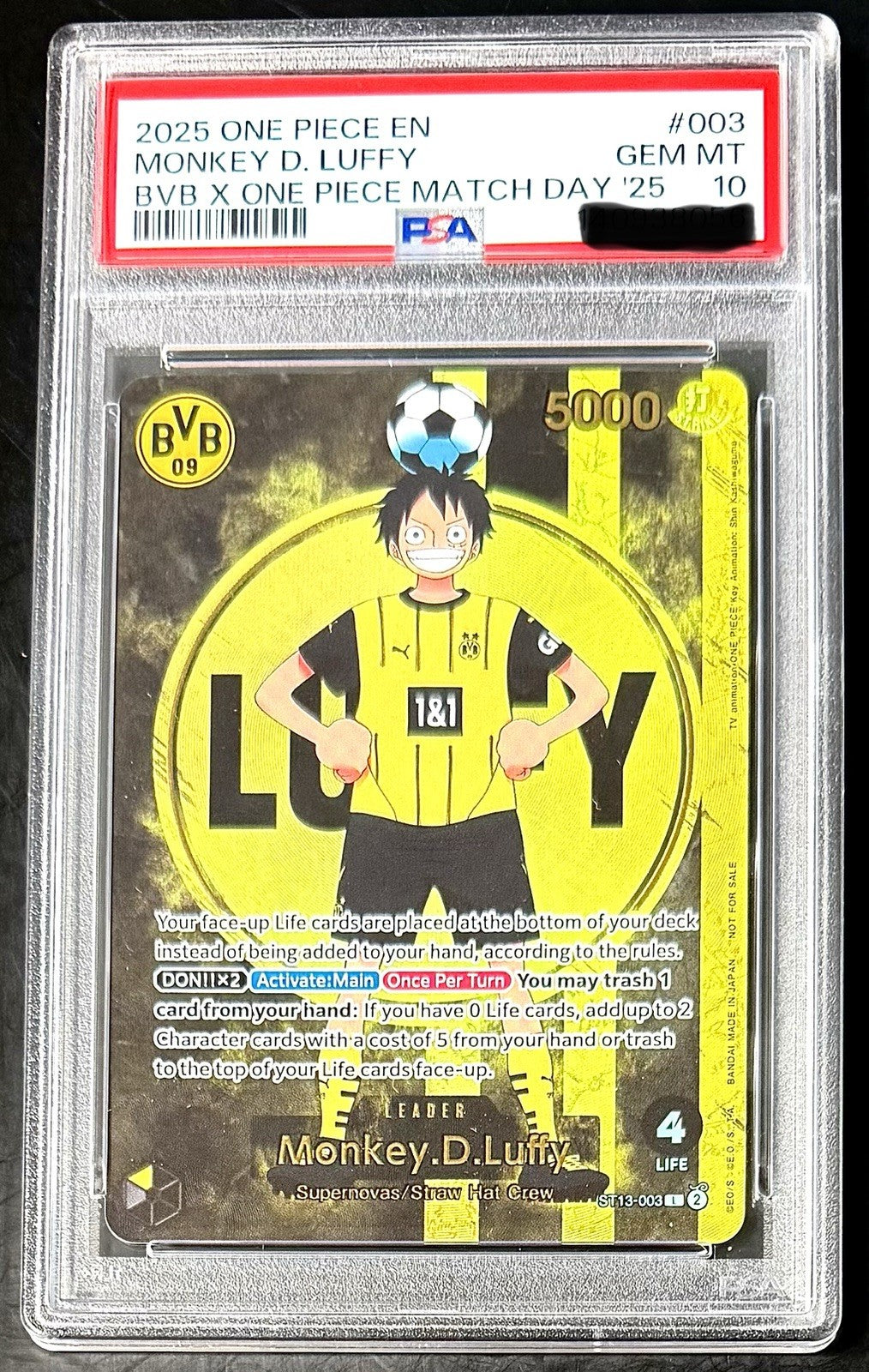 PSA 10 One Piece ST13-003 L Monkey.D.Luffy BVB Dortmund - EN - Foil - Graded