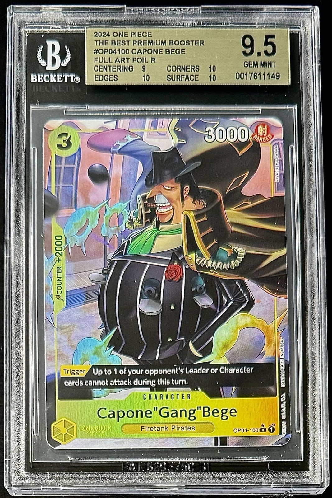 BGS 9.5 One Piece OP04-100 R* Capone"Gang"Bege Full Art - English - PRB01-Graded