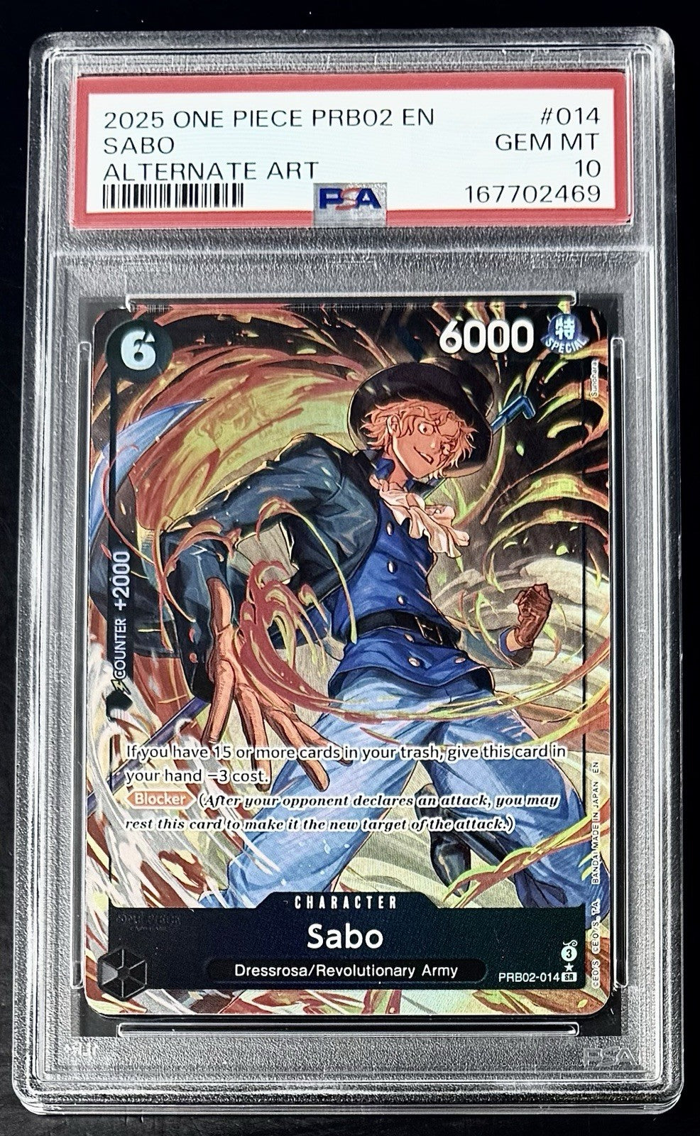 PSA 10  One Piece PRB02-014 SR* - Sabo - Alt Art - EN - Foil - PRB02