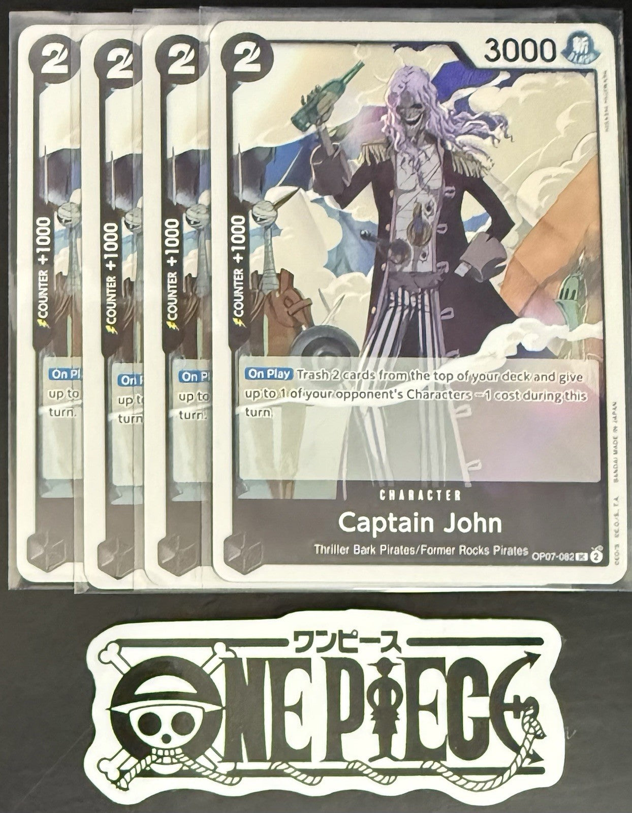 4x One Piece OP07-082 UC Captain John - English - Regular - Play Set - NM/M