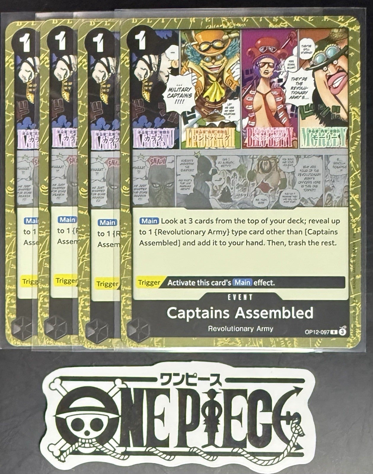 4 x One Piece OP12-097 R Captains Assembled - English - Foil - Playset - NM/M
