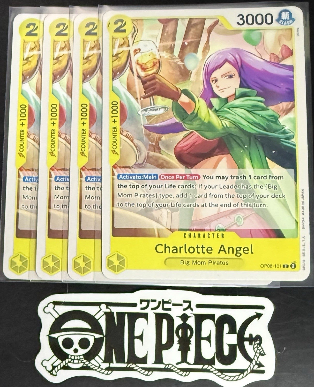 4x One Piece OP08-101 C Charlotte Angel - ENG - Regular - Play Set - TCG - NM/M